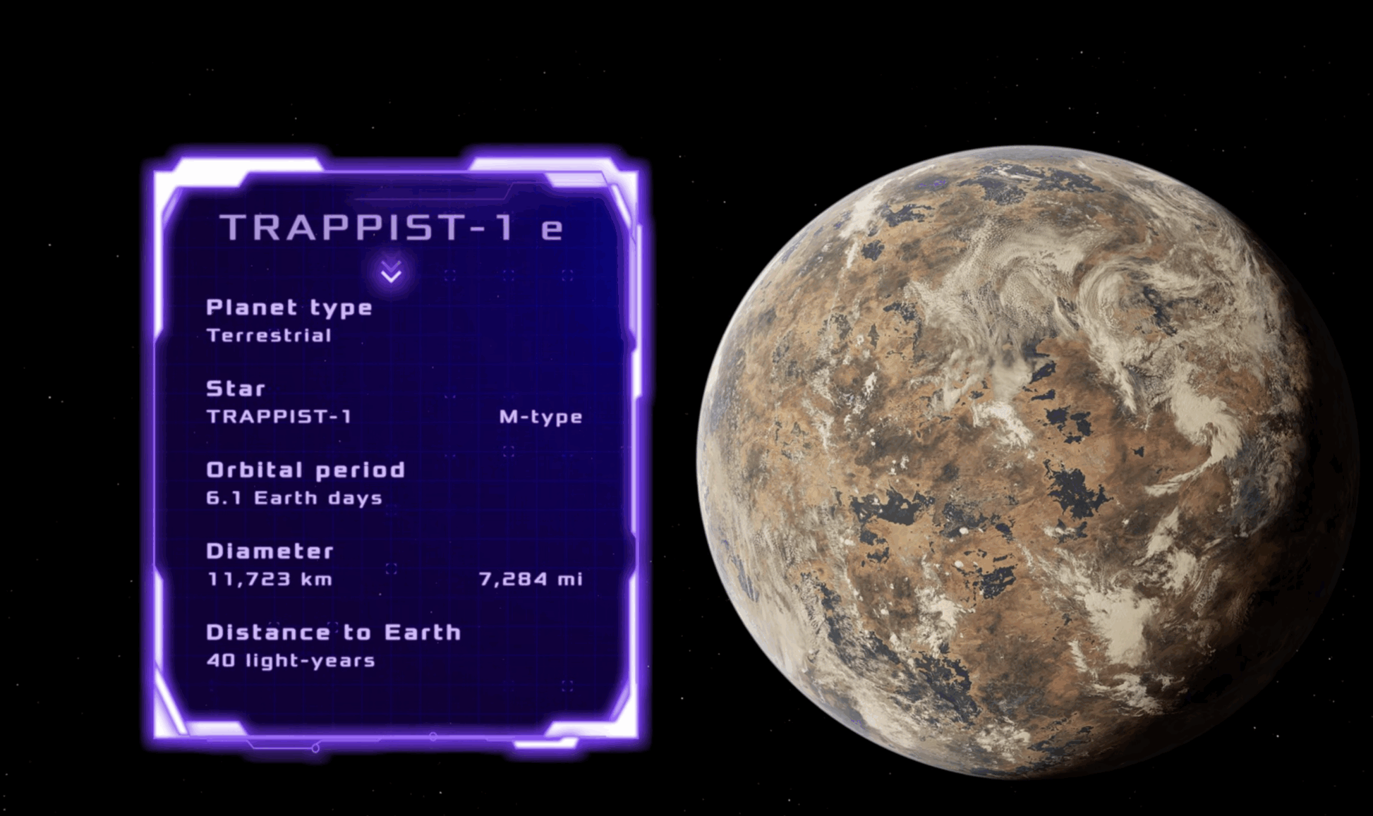Forty light years from Earth, TRAPPIST 1 e is one of seven Earth sized planets orbiting the ultra cool red dwarf TRAPPIST 1. It sits in the “Goldilocks zone,” potentially allowing liquid water on its surface.  Like Proxima b, it is tidally locked, but its terminator zone offers a comfortable climate for human settlement. Gravity is slightly weaker than Earth’s, making movement feel graceful. TRAPPIST 1 e could have a breathable atmosphere and water, though settlers would still need protection from unpredictable solar flares.